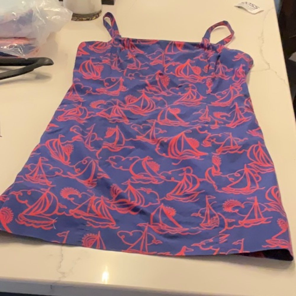 Lilly Pulitzer Navy and Coral Print Dress